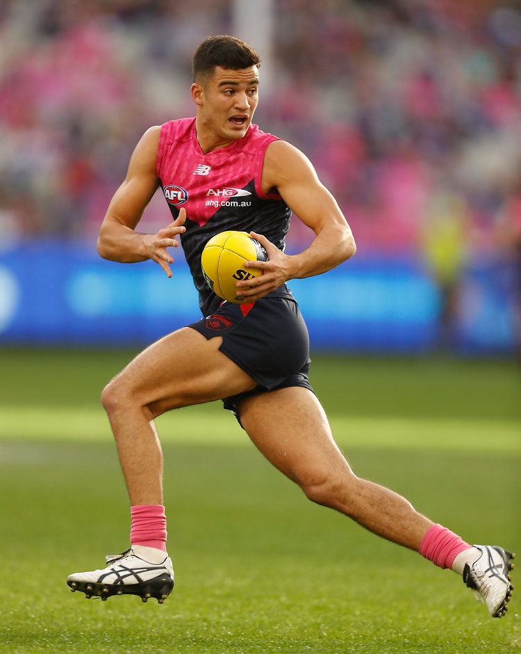 AFL 2016 Rd 08 - Melbourne v Western Bulldogs MELBOURNE, AUSTRALIA - MAY 15: Billy Stretch of the Demons in action during the 2016 AFL Round 08 match between the Melbourne Demons and the Western Bulldogs at the Melbourne Cricket Ground, Melbourne on May 15, 2016. (Photo by Michael Willson/AFL Media)